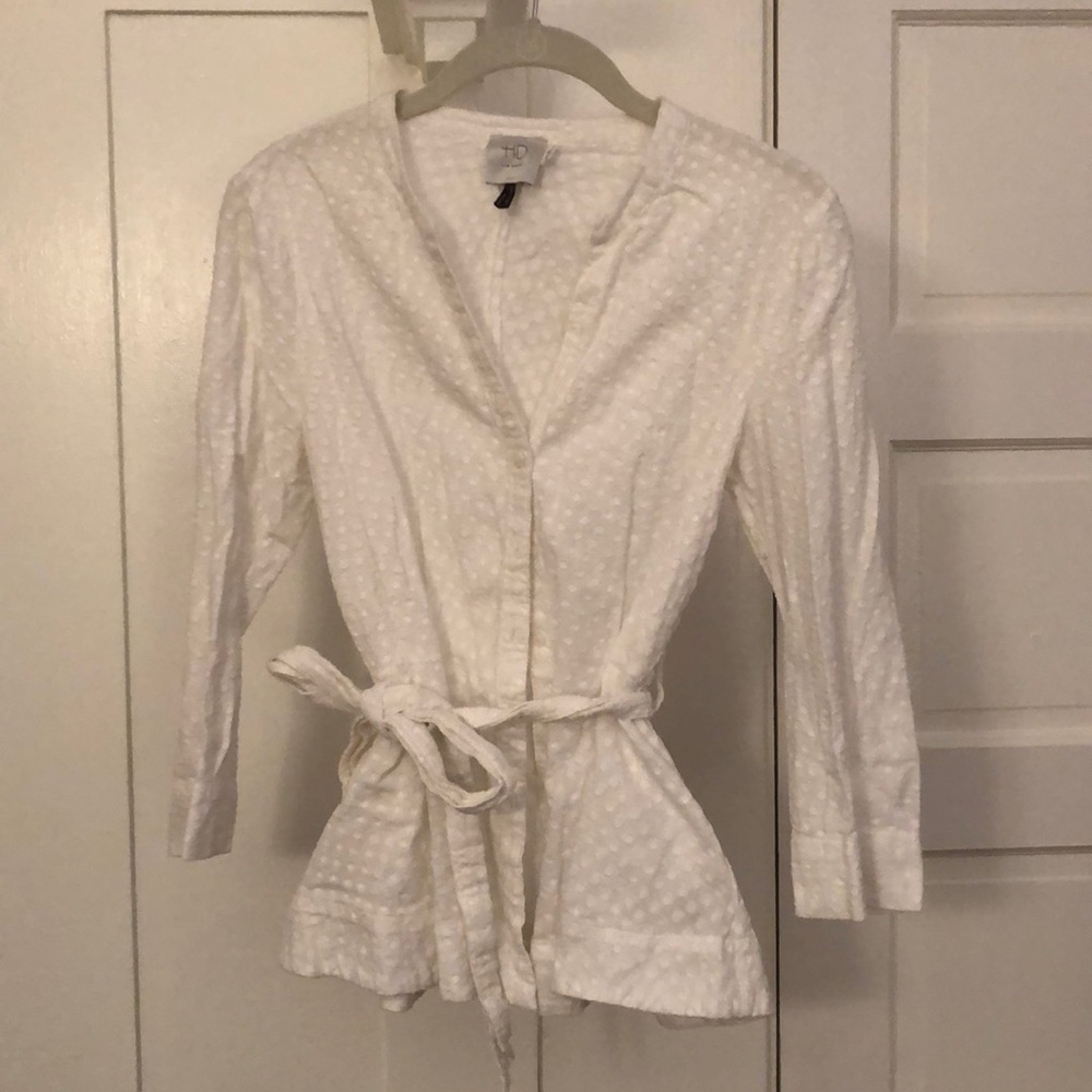 Anthro belted button down top